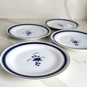 4pc Set VINTAGE BAVARIA Porcelain China Dessert Side Plates Cobalt Blue Floral